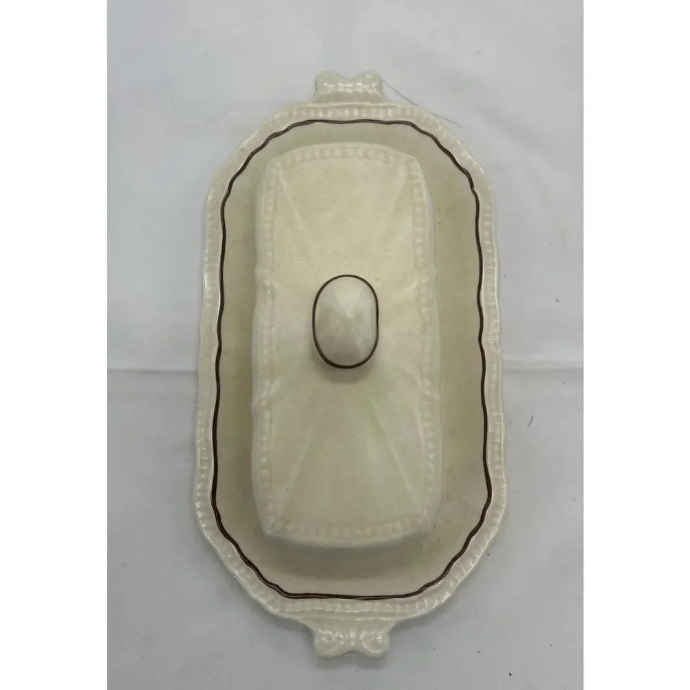 Kensington Staffordshire Ironstone Butter Dish Lid Tray Handcrafted England Vtg